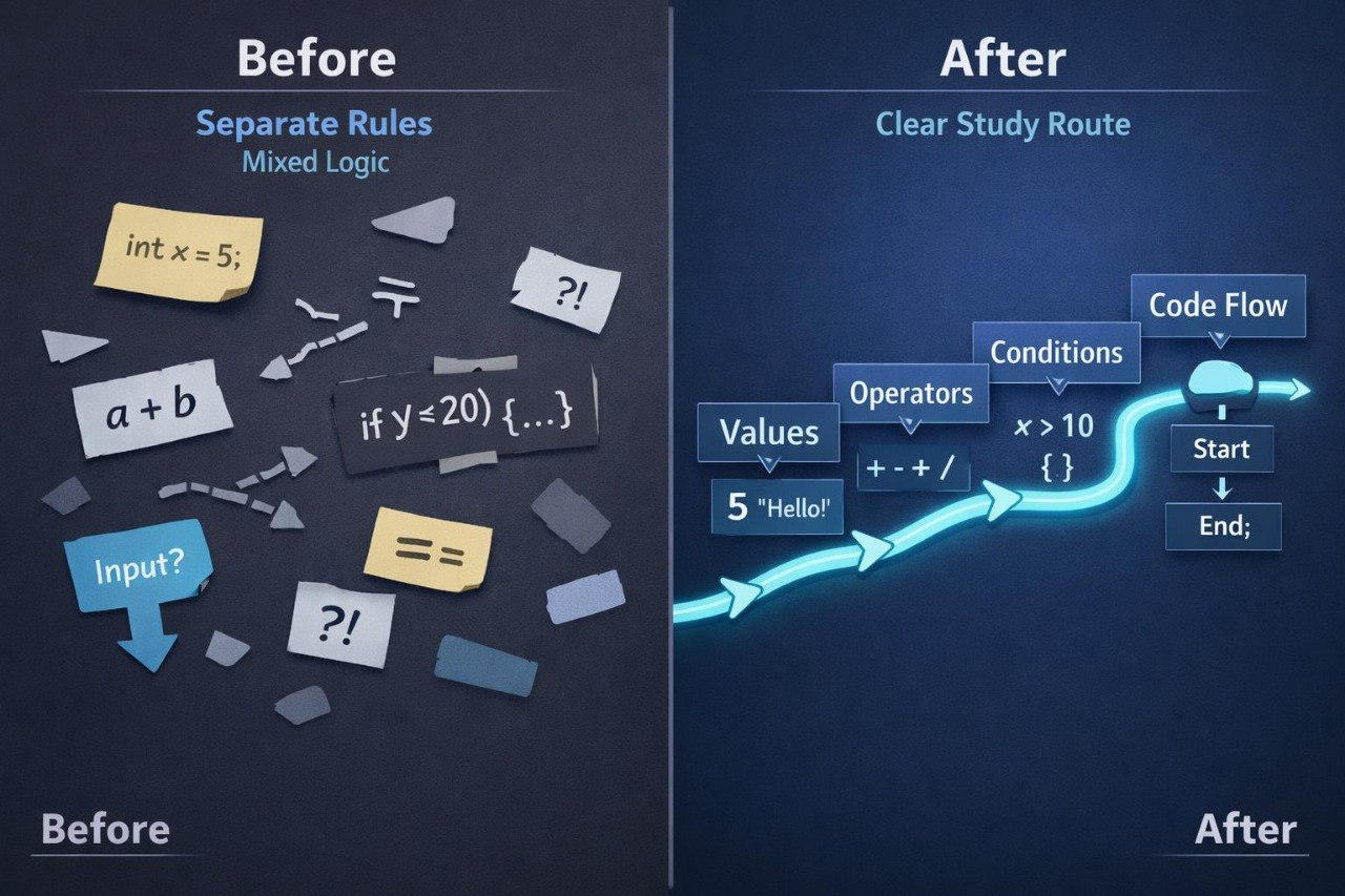 Comparison of 'Before' and 'After' visualizations of code logic flow on a dark background.