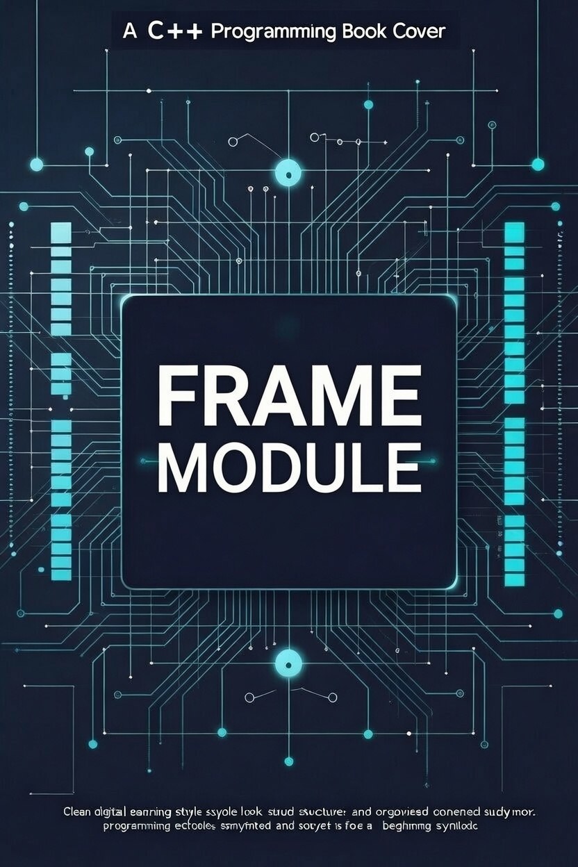 Book cover with 'FRAME MODULE' text on a digital circuit design background