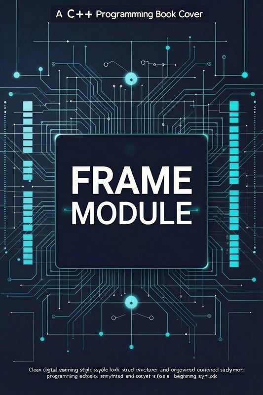 Book cover with 'FRAME MODULE' text on a digital circuit design background