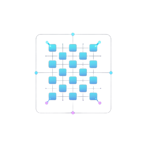 Grid of blue squares with some highlighted, on a white background