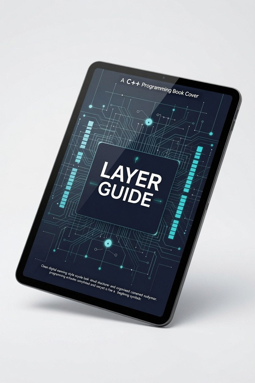 Book cover with 'Layer Guide' text on a digital circuit design background
