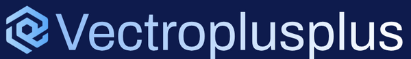 Vectroplusplus logo on a dark blue background