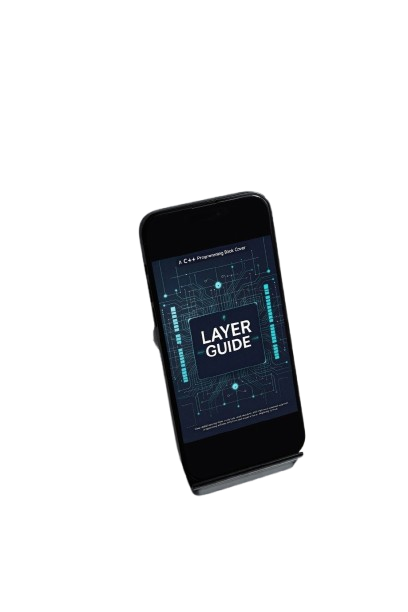 Smartphone displaying a 'Layer Guide' app on a white background