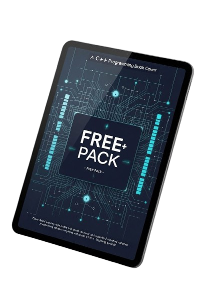 Digital book cover with 'Free Pack' text on a white background