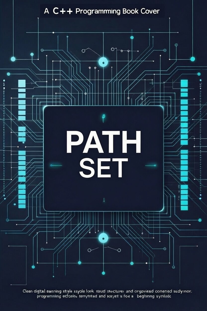 Book cover with 'PATH SET' text on a blue circuit board design