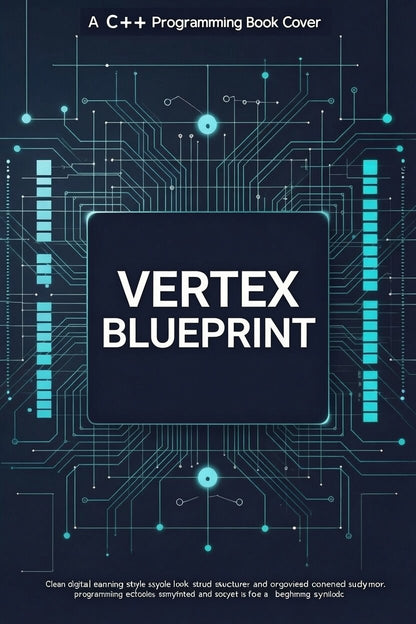 Book cover of 'Vertex Blueprint' with a C++ programming theme on a dark background with blue circuit-like design.
