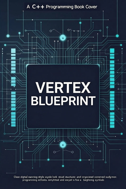 Book cover of 'Vertex Blueprint' with a C++ programming theme on a dark background with blue circuit-like design.